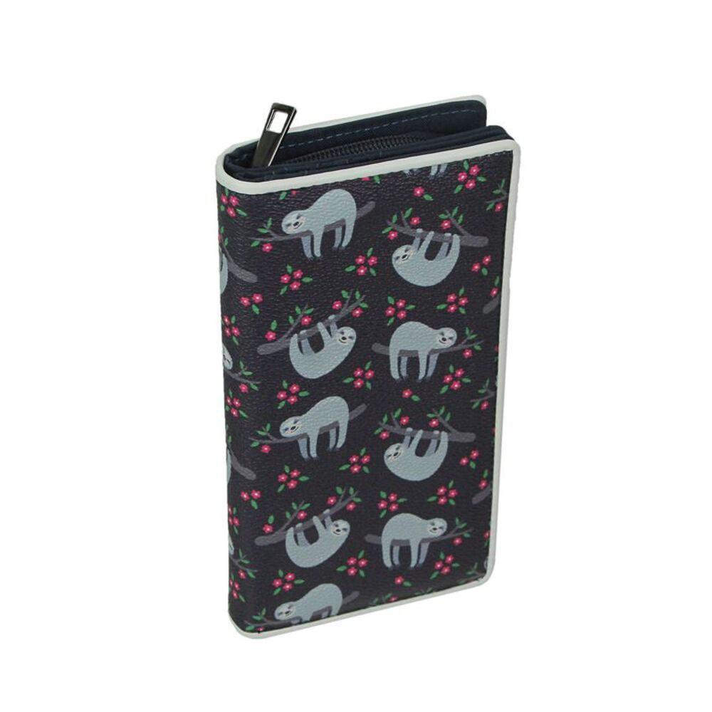 Take It Easy Happy Sloth Vinyl Novelty Wallet ID Holder Snap Fashion Wristlet